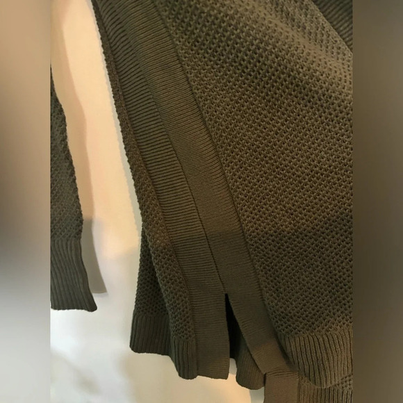 Loft Womens Army Green Open Front Cardigan Slide Slits Ribbed Detail Sz. XS - Picture 5 of 6